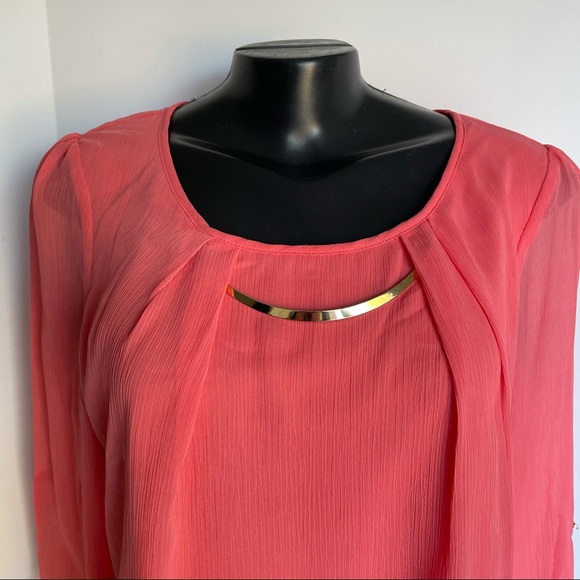 SUZY SHIER coral long sleeve blouse, size xs - Picture 4 of 8